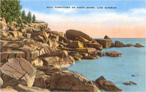 Rocks on North Shore, Lake Superior Postcard